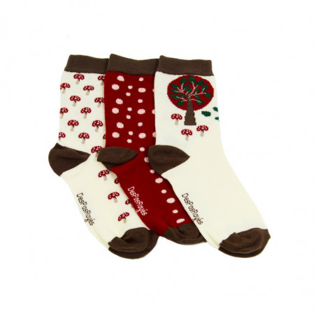 Chaussettes champignons dépareillées vendues par 3 Chaussettes champignons dépareillées vendues par 3
